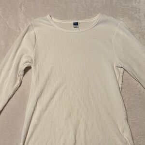 Old Navy Ivory Ribbed Plush Tee